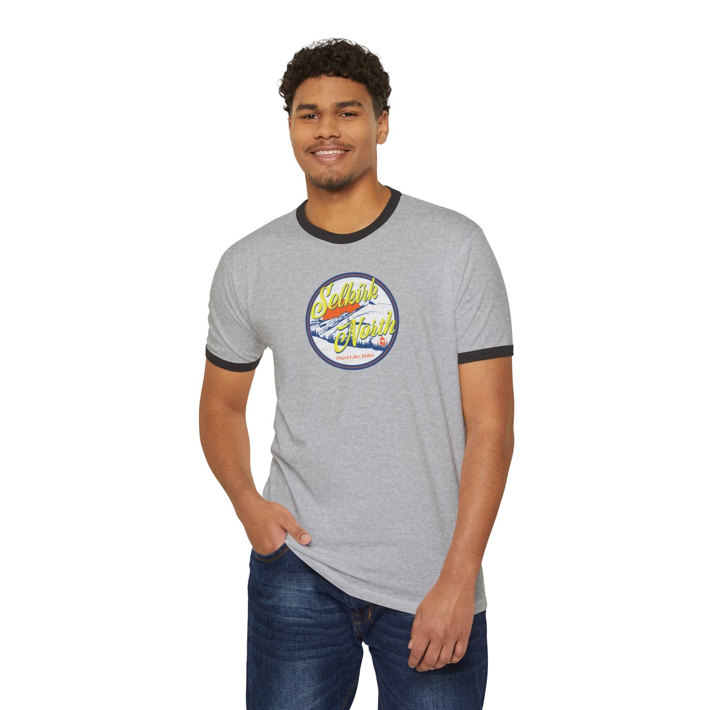 Selkirk Crest Trekker - Unisex Cotton Ringer T-Shirt