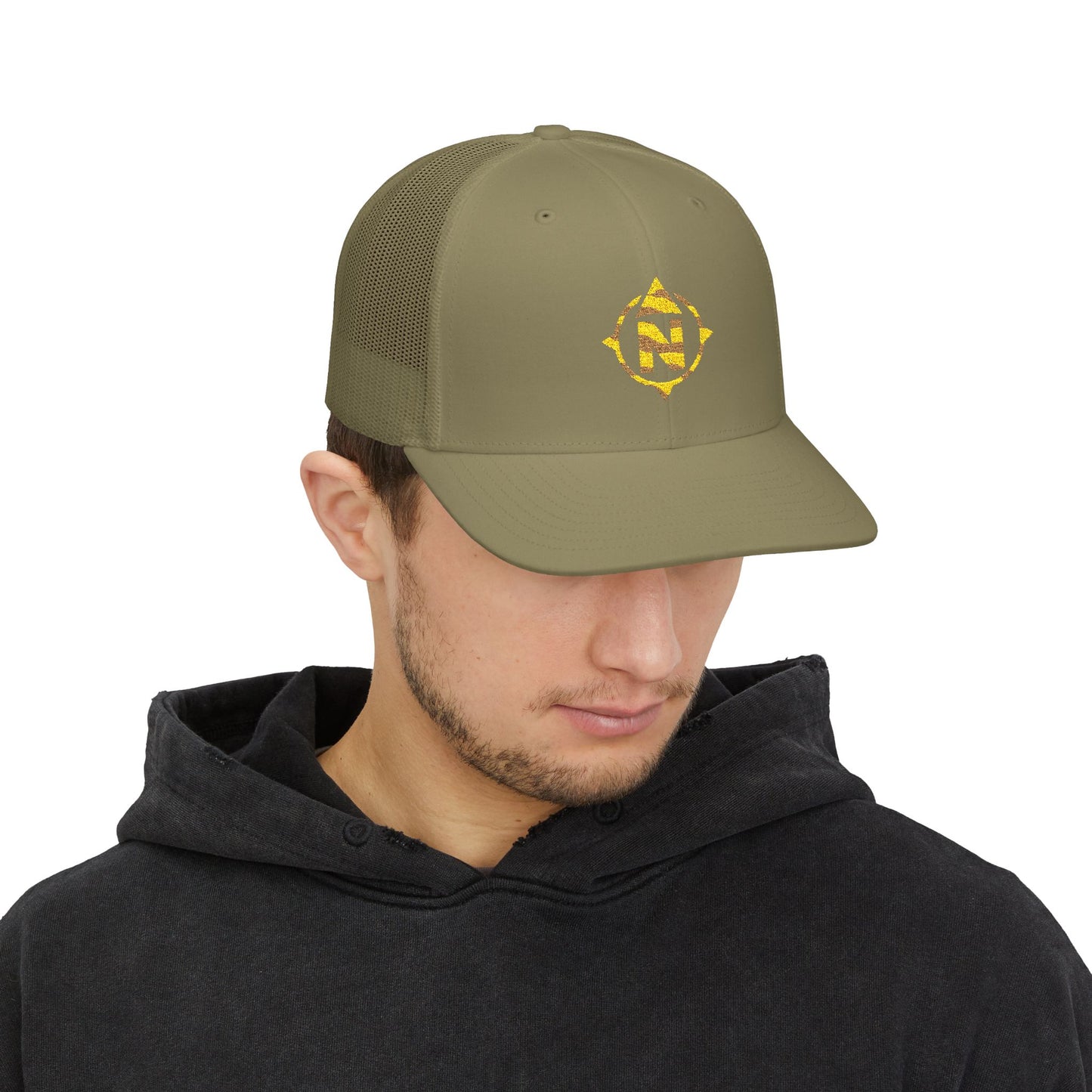 Bearing North | Yellow Camo Embroidered - Snapback Trucker Cap