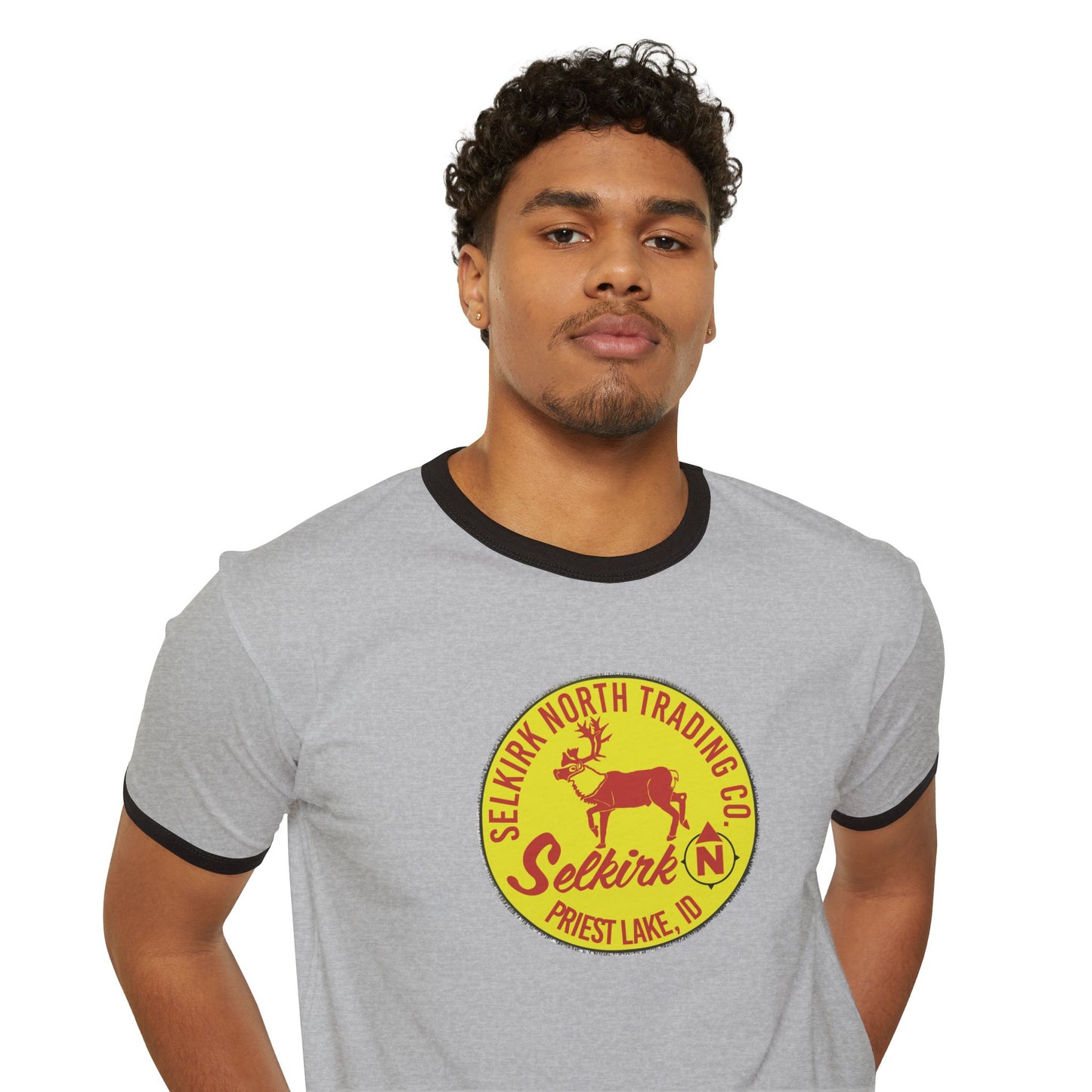 Vintage Caribou Patch - Unisex Cotton Ringer Tee