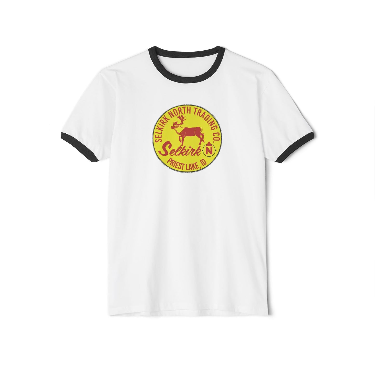 Vintage Caribou Patch - Unisex Cotton Ringer Tee