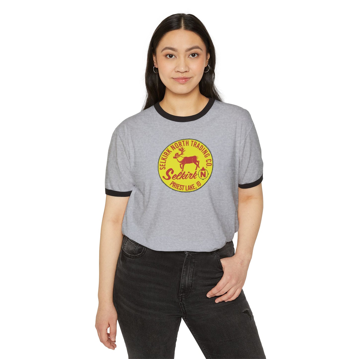 Vintage Caribou Patch - Unisex Cotton Ringer Tee