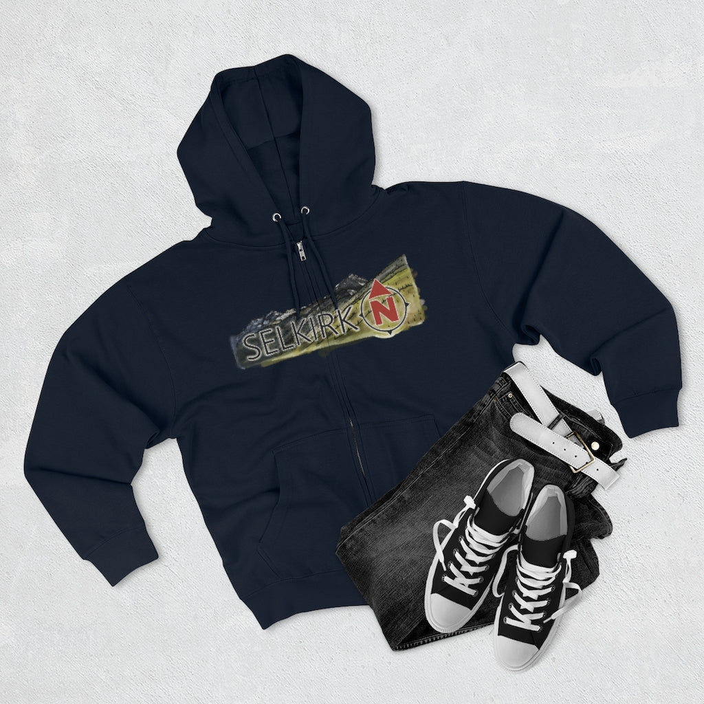 Selkirk Crest Watercolor - Unisex Premium Full Zip Hoodie