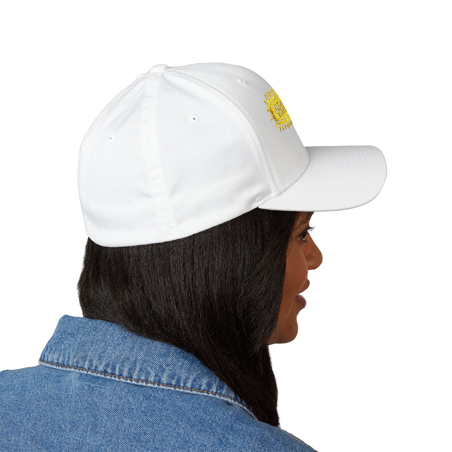 Chainsaw Icon Embroidered Cap — Flexfit Yellow Logo Hat