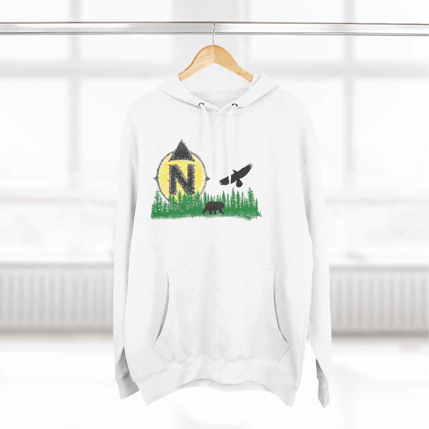 Rising Sun Cross-stitch - Three-Panel Fleece Hoodie