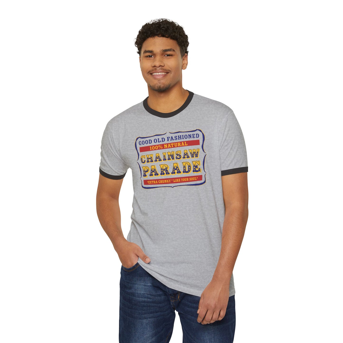100% Natural PB Label - Unisex Cotton Ringer T-Shirt