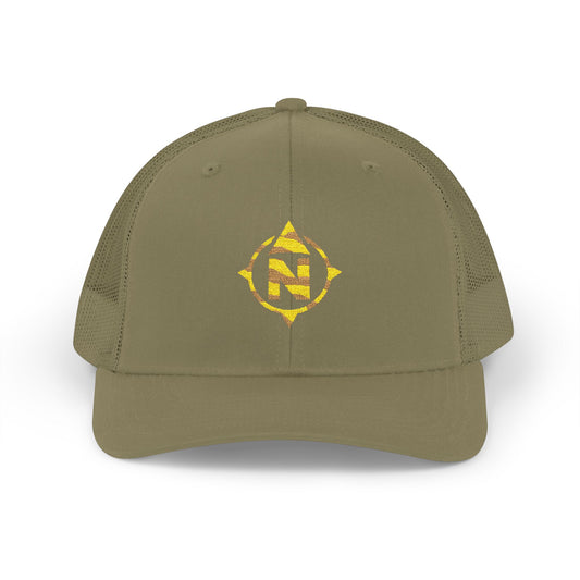 Bearing North | Yellow Camo Embroidered - Snapback Trucker Cap