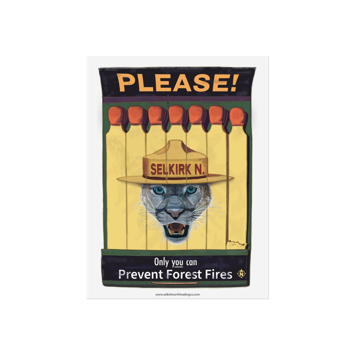Selkirk Tommy Vintage Matchbook | Prevent Forest Fires — Fine Art Poster