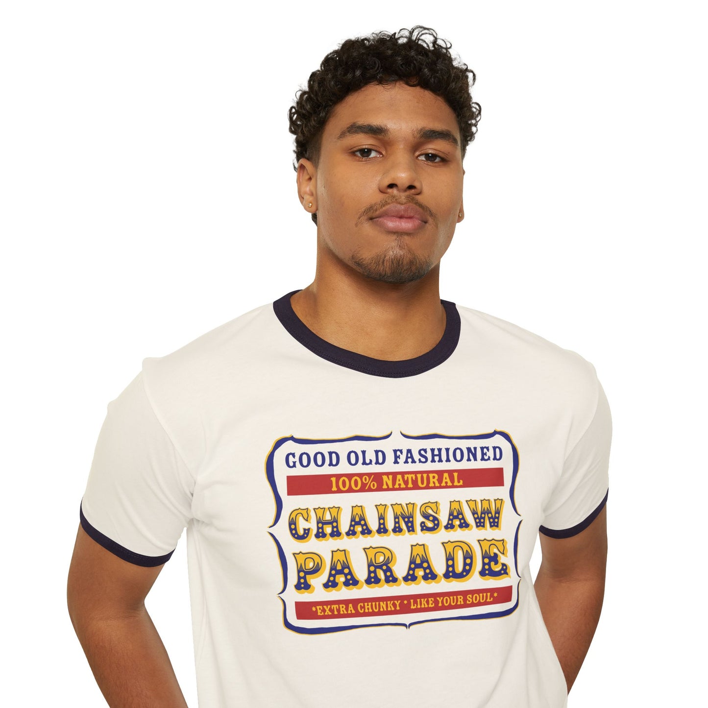 100% Natural PB Label - Unisex Cotton Ringer T-Shirt