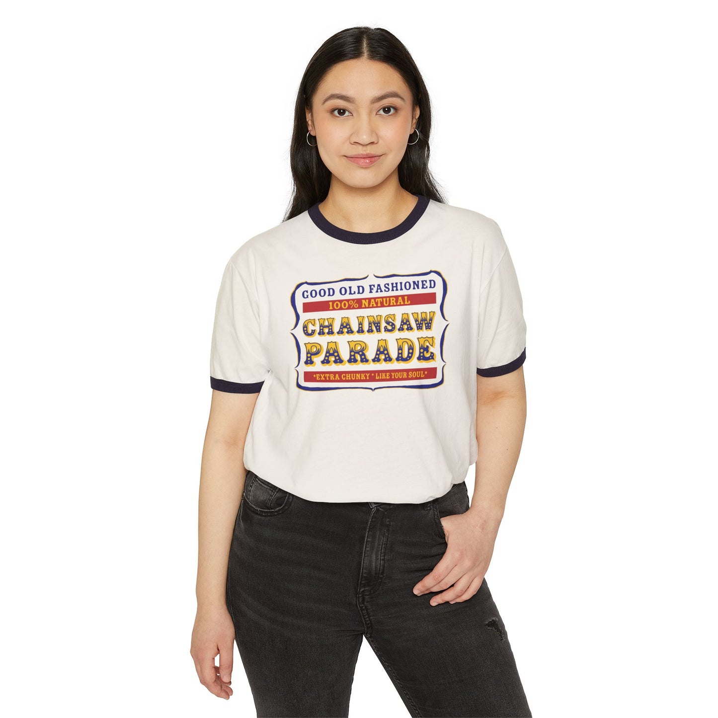 100% Natural PB Label - Unisex Cotton Ringer T-Shirt