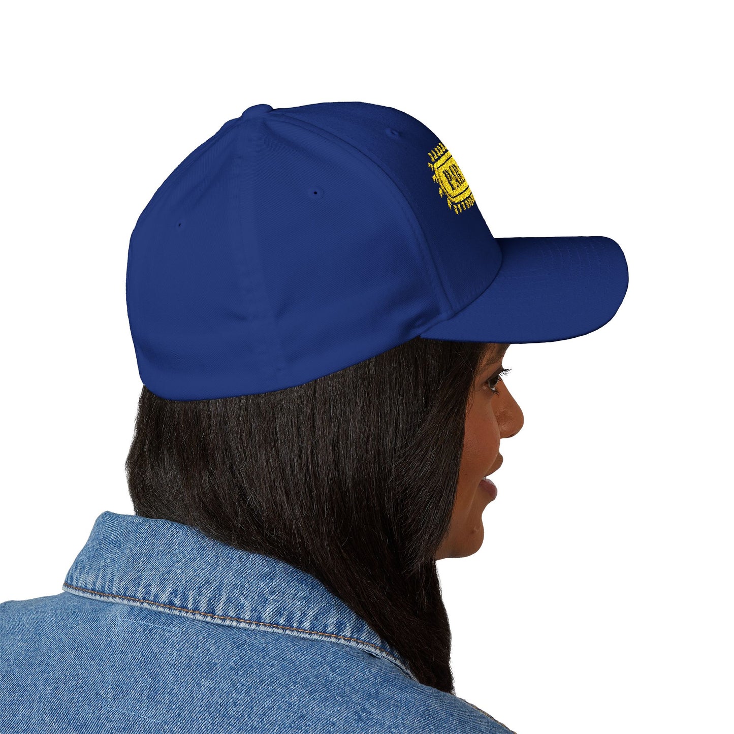 Chainsaw Icon Embroidered Cap — Flexfit Yellow Logo Hat