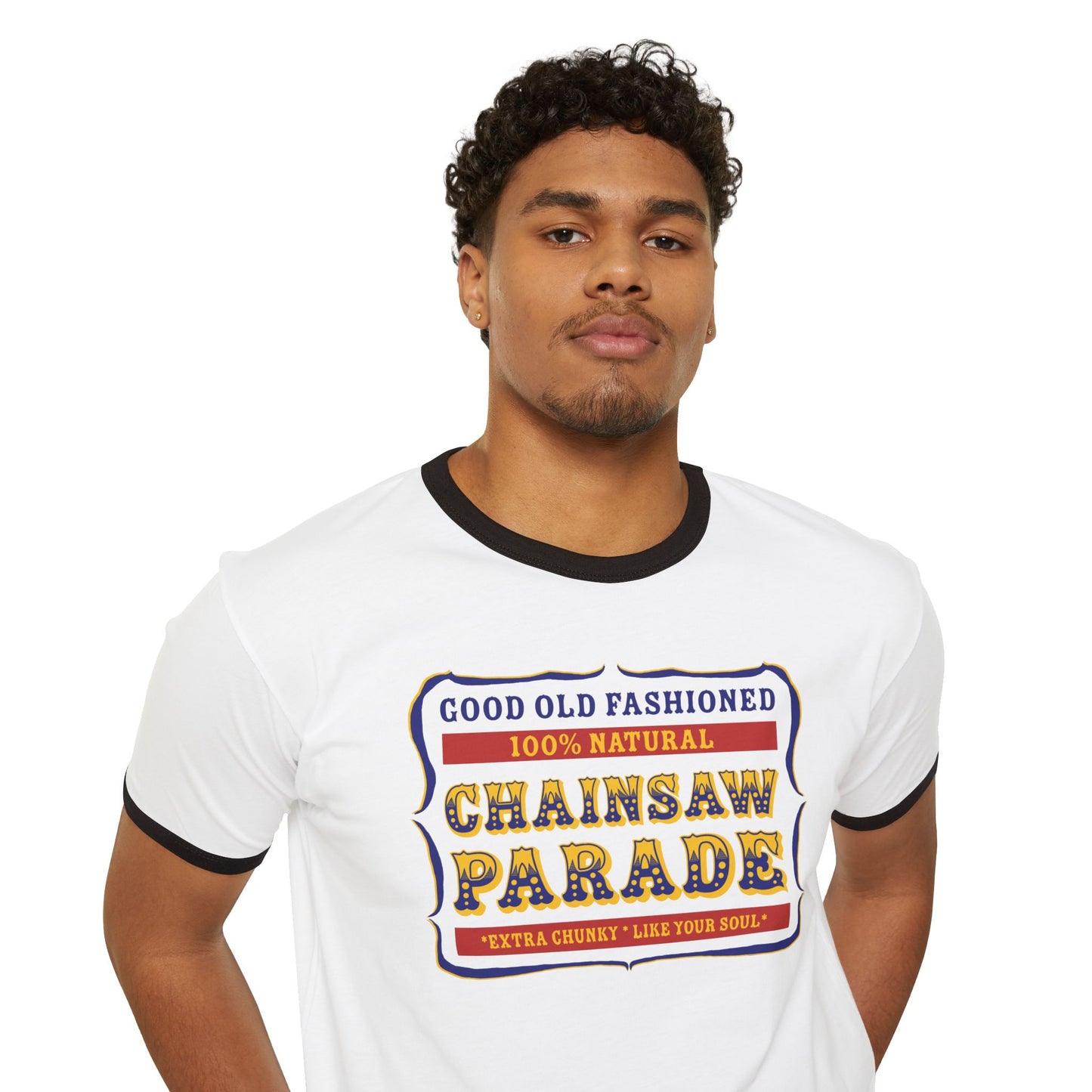 100% Natural PB Label - Unisex Cotton Ringer T-Shirt