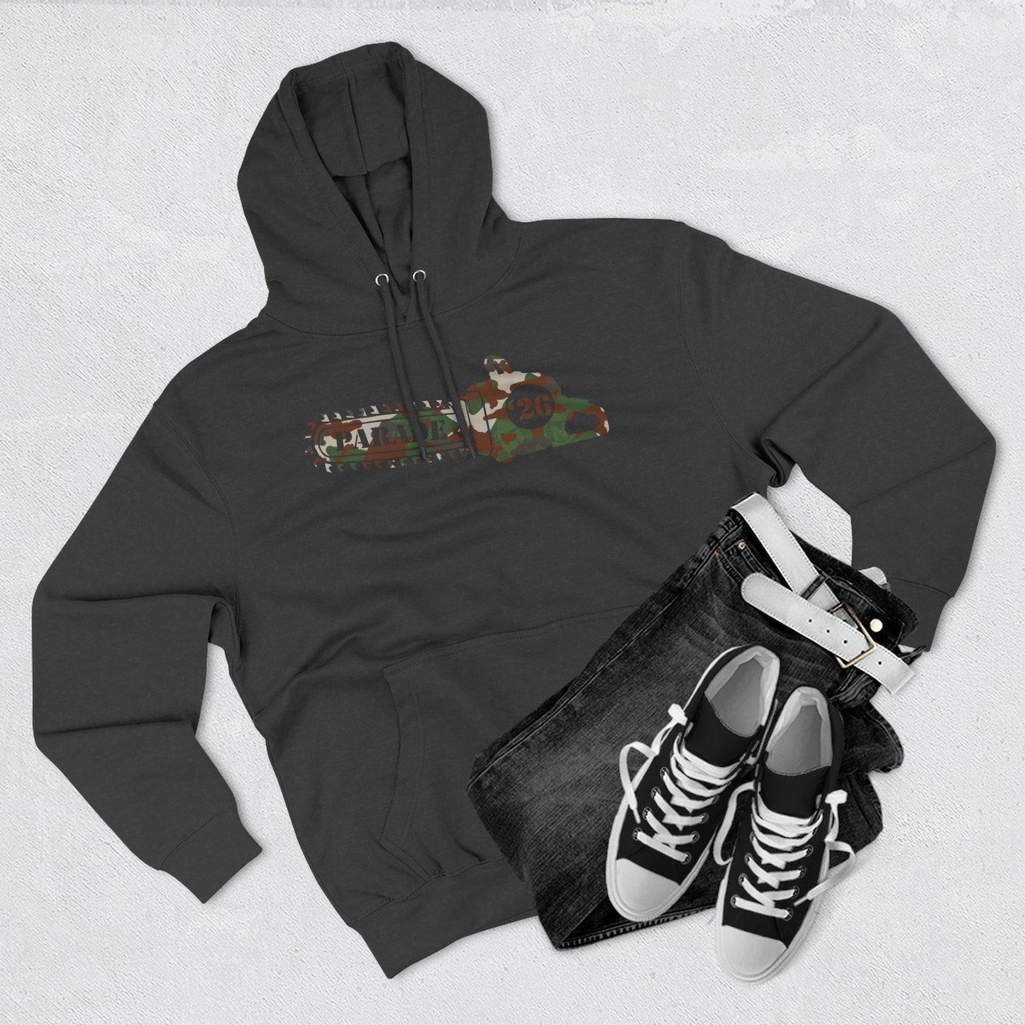 Chainsaw Icon | Stealthy Camo Logo  — Fleece Thee-Panel Pullover Hoodie