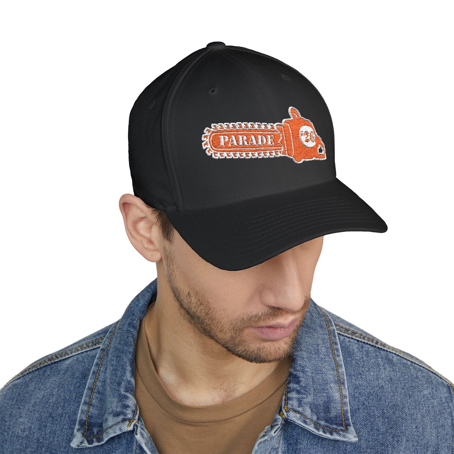 Chainsaw Icon Embroidered - Flexfit Creamsicle Logo Cap
