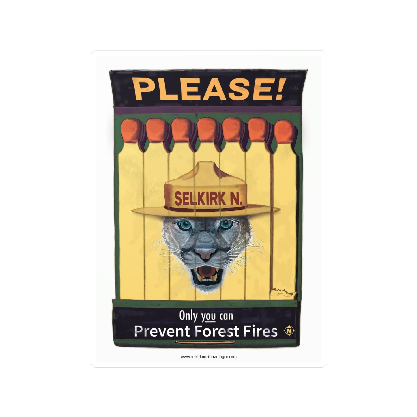 Selkirk Tommy Prevent Forest Fires | Vintage Matchbook –  Kiss-Cut Vinyl Sticker