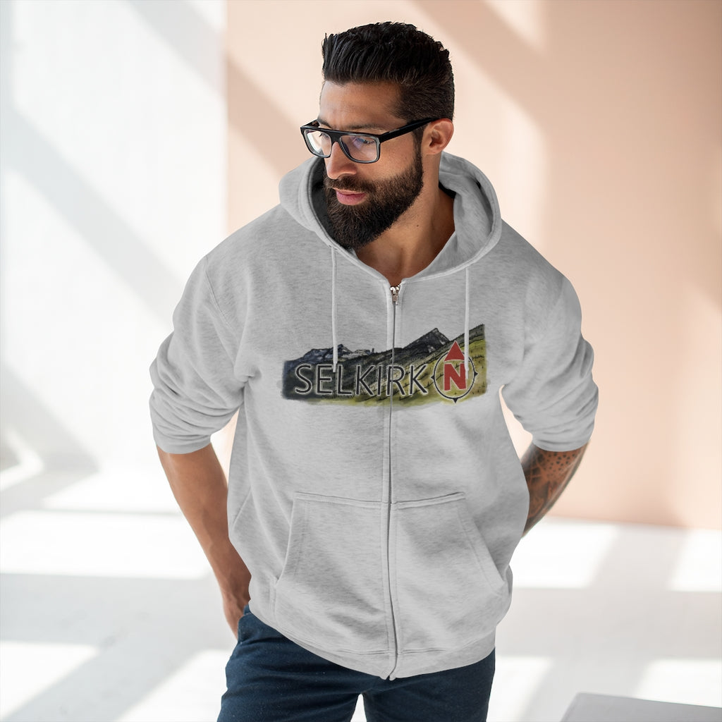 Selkirk Crest Watercolor - Unisex Premium Full Zip Hoodie