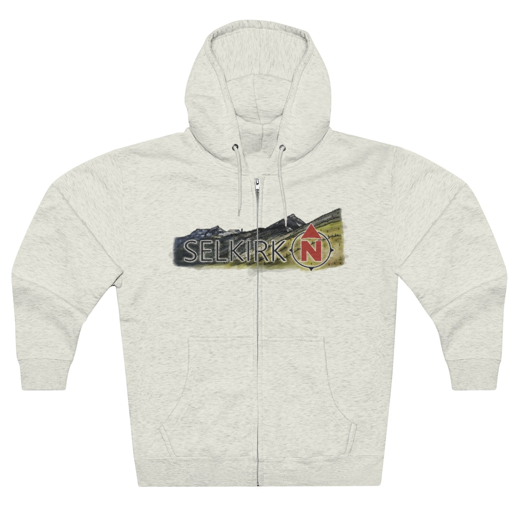 Selkirk Crest Watercolor - Unisex Premium Full Zip Hoodie