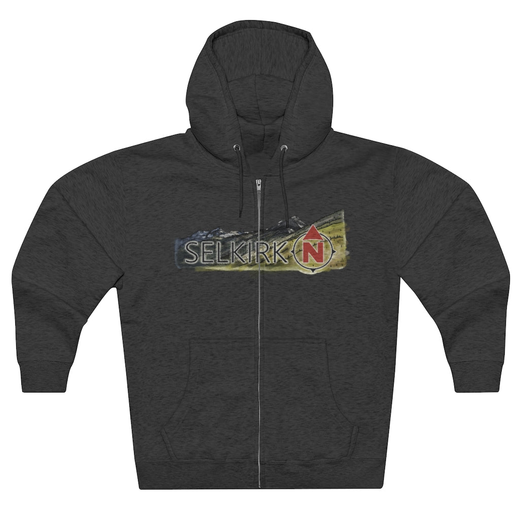 Selkirk Crest Watercolor - Unisex Premium Full Zip Hoodie