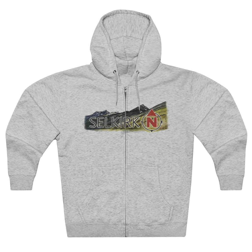 Selkirk Crest Watercolor - Unisex Premium Full Zip Hoodie